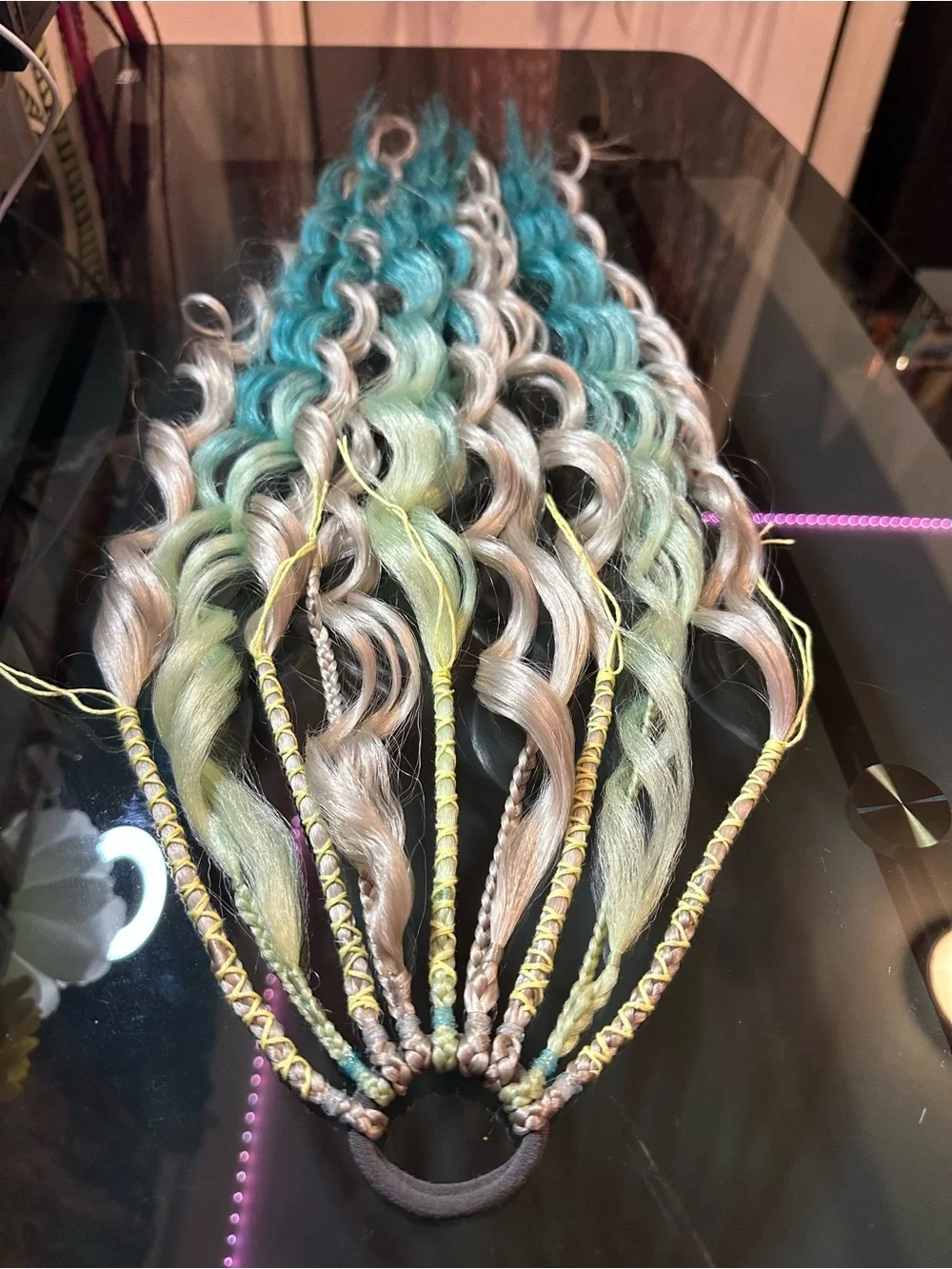 Teal Ombre Curly Hair Extensions for Women